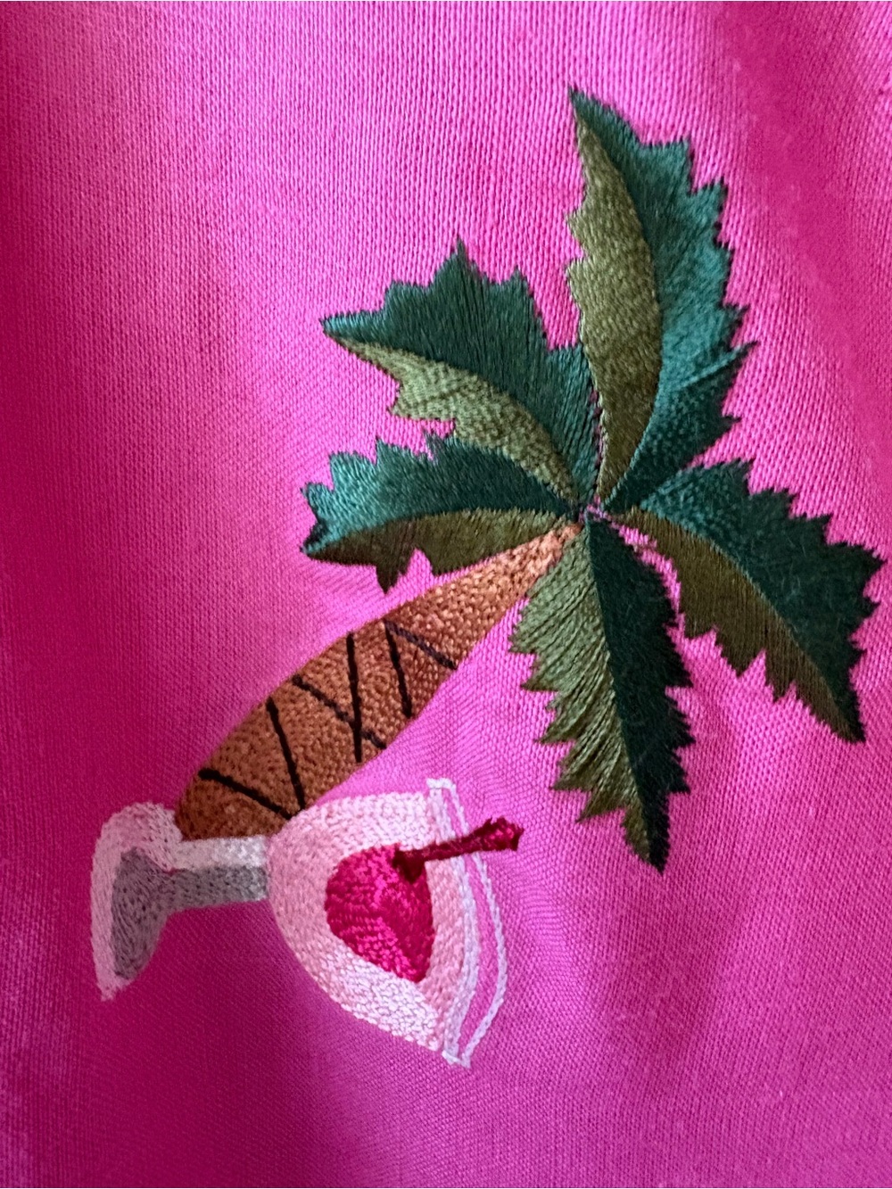 Linen Embroidered Palm-Print Cropped Pants - Picture 6 of 12